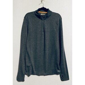 Omni Wool Shirt Mens XL Gray Quarter Zip Pullover Base Layer Thumbholes Outdoor